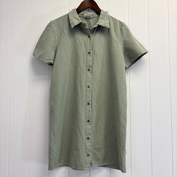 Rhea Bikinis Linen Blend Scandi Beach Shirt‎ Dress Size M Lagenlook Minimalist - Picture 1 of 8